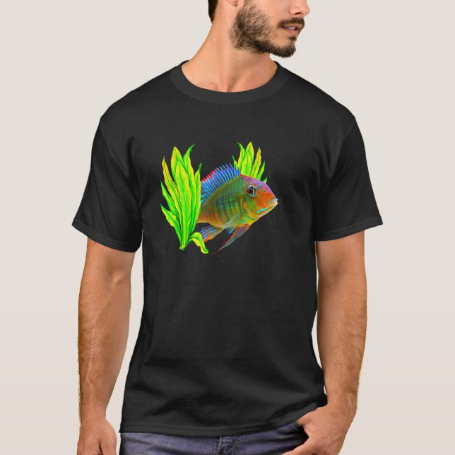 Geophagus Eartheater Cichlid Aquarium Keepers Fish T Shirt (Framsida)