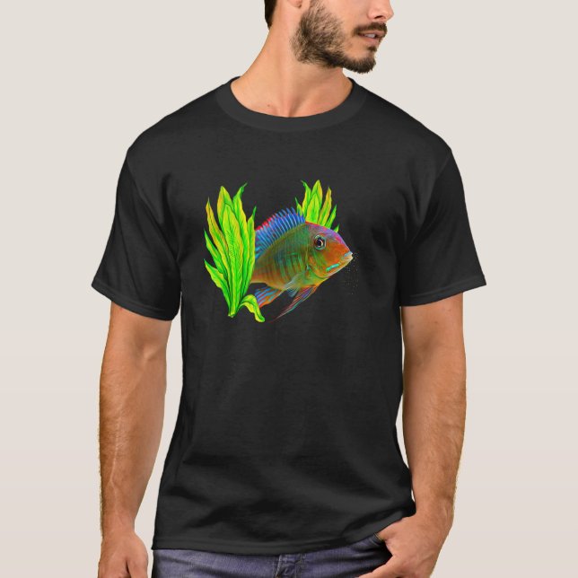 Geophagus Eartheater Cichlid Aquarium Keepers Fish T Shirt (Framsida)
