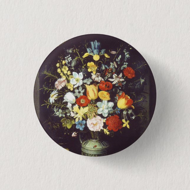 Georg Flegel Big biet av blommor (i nisch) Knapp (Framsida)