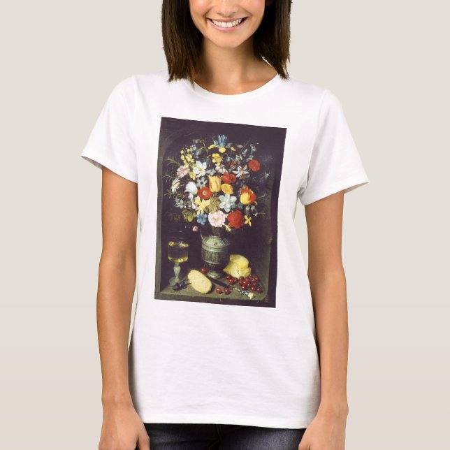 Georg Flegel Big biet av blommor (i nisch) T Shirt (Framsida)