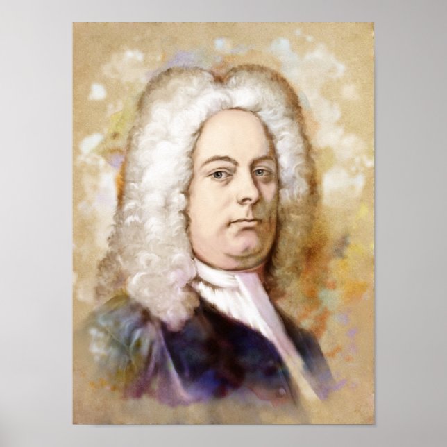 Georg Friedrich Händel Porträtt im Aquarell Stil Poster (Framsidan)