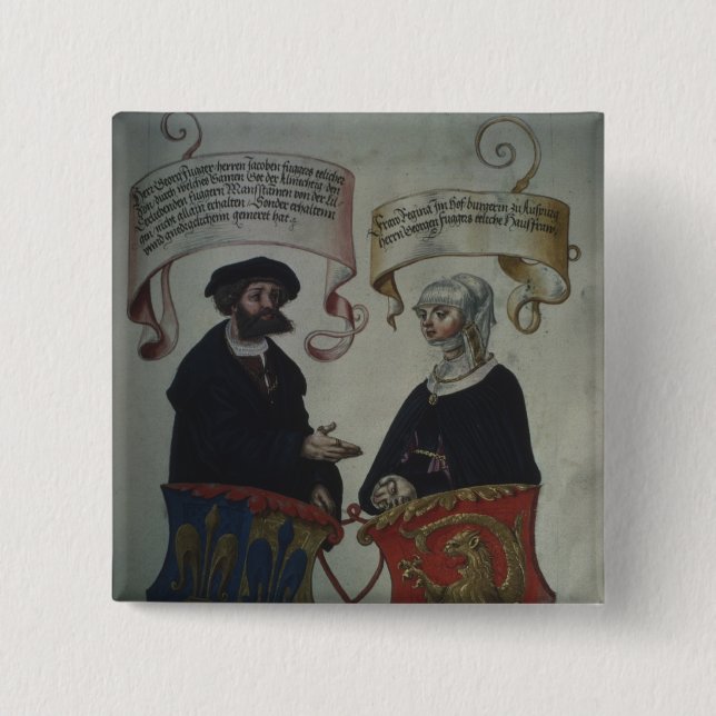 Georg Fugger hans fru Regina Imhoff, 'Geheim Knapp (Framsida)