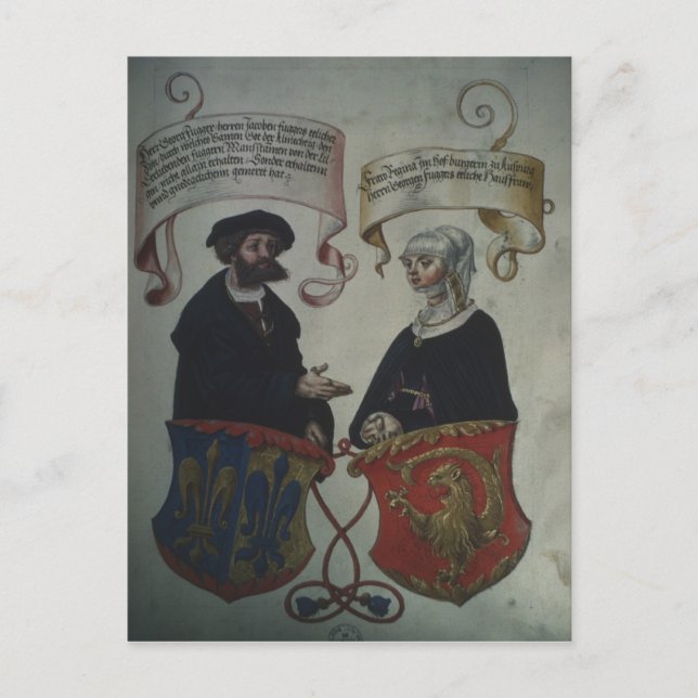 Georg Fugger hans fru Regina Imhoff, Geheim Vykort (Framsida)