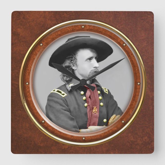 George A. Custer 10,75" Fyrkantig Klocka (Framsida)