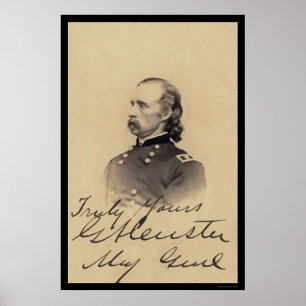 George Armstrong Custer undertecknat kort 1866 Poster