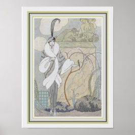 George Barbier Art deco Feather & Päls 12 x 16 Poster