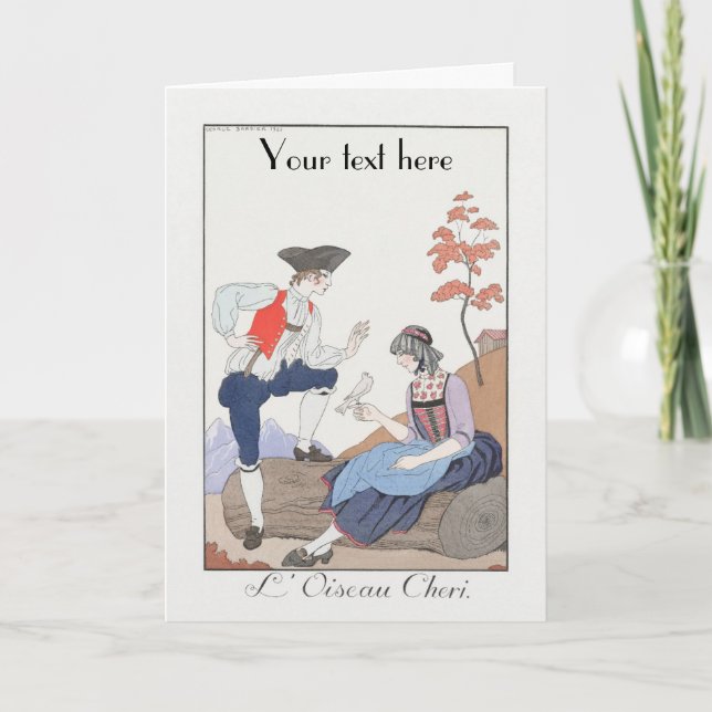 George Barbier Art Deco mode Tack för ditt kort (Framsida)