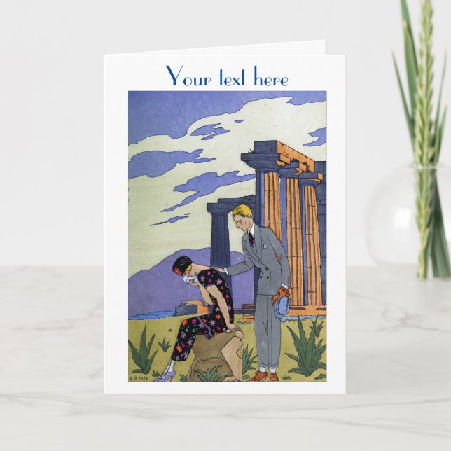 George Barbier Art Deco mode Tack för ditt kort (Framsida)