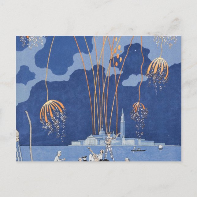 George Barbier Eldshow i Venedig 1924 Vykort (Framsida)
