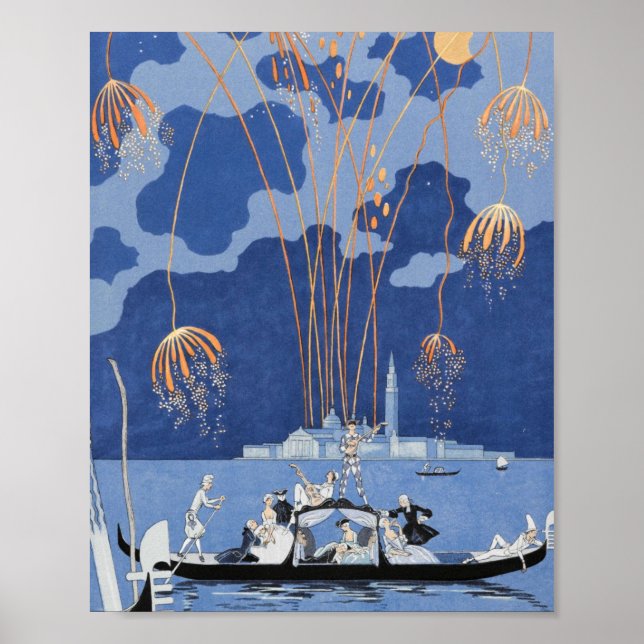 George Barbier Fireworks i Venedig 1924 Poster (Framsidan)