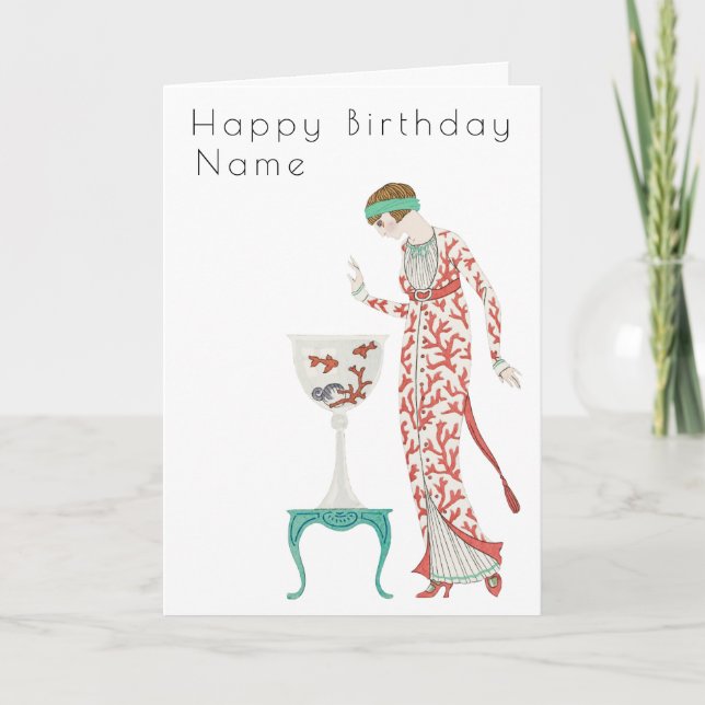 George Barbier Kvinna Med Urn Art Deco Födelsedag Kort (Framsida)