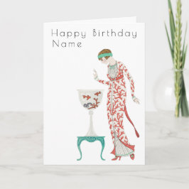 George Barbier Kvinna Med Urn Art Deco Födelsedag Kort