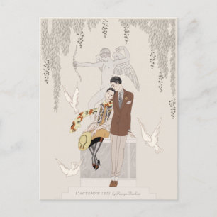 George Barbier L'Automne Autumn 1925 Älskare CC122 Vykort
