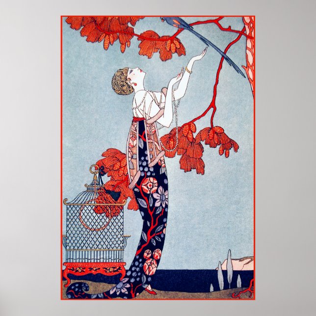 George Barbier ’L'Oiseau Volage’ 1914 Poster (Framsidan)