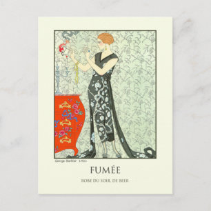 George Barbier Vintage Art Deco Mode Fumee Vykort