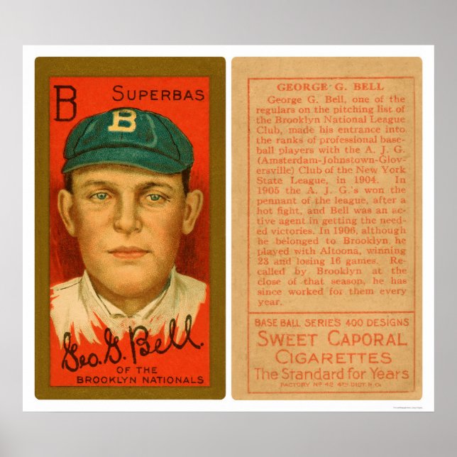 George Bell Brooklyn Baseball 1911 Poster (Framsidan)
