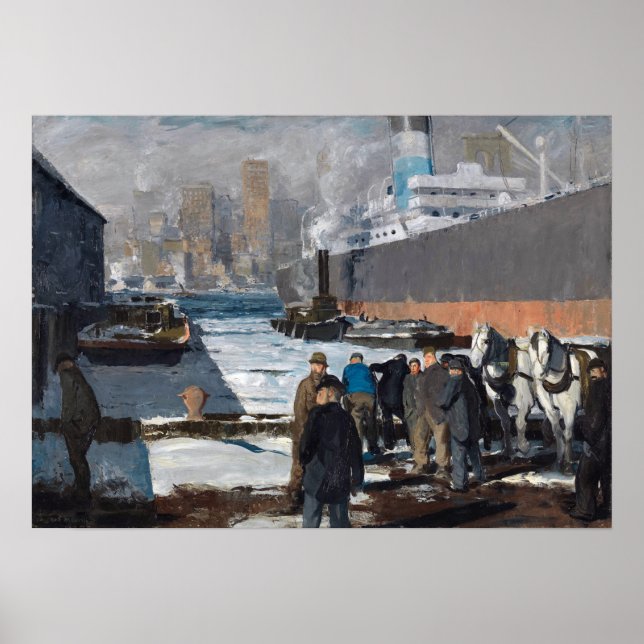 George Bellows Manar i Docks Poster (Framsidan)