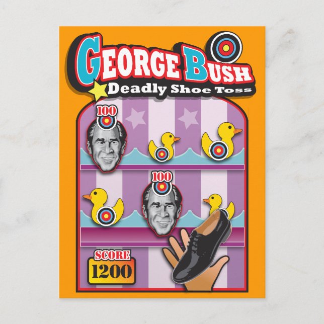 George Bush, Reporter Shoe Throw Attack! Vykort (Framsida)