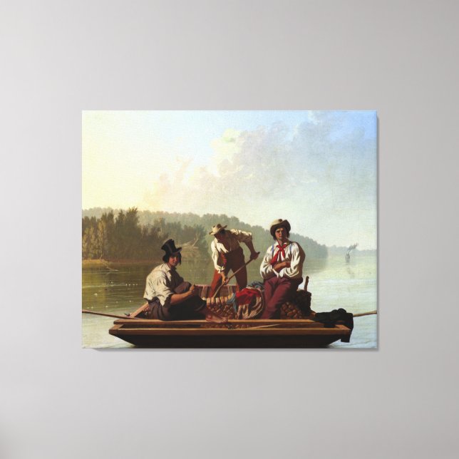 George Caleb Bingham Boatmen på Missouri Canvastryck (Framsida)