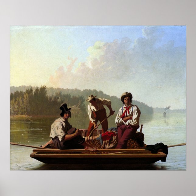 George Caleb Bingham Boatmen på Missouri Poster (Framsidan)