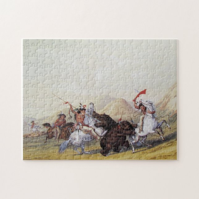 George Catlin attackerade Grizzly Bear 1844 Pussel (Horisontell)