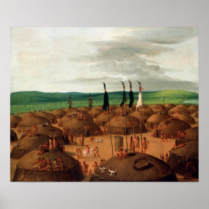 George Catlin Bird's-öga View of the Mandan Poster
