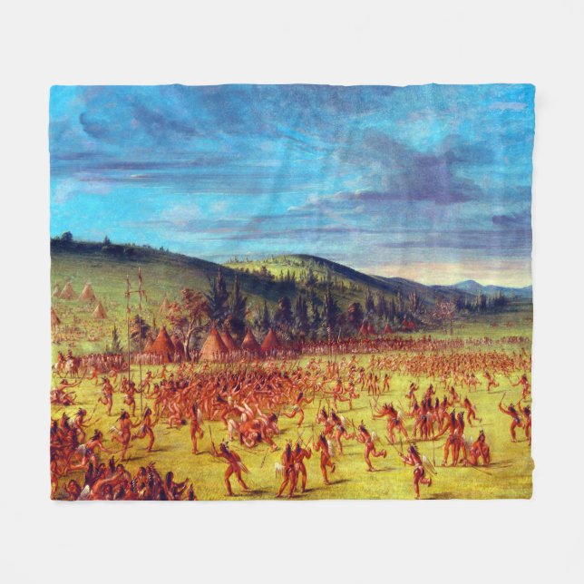George Catlin Bollspel av Choctaw Boll Upp Fleecefilt (Framsidan (Horisontell))
