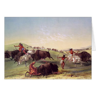 George Catlin - buffeljakt Hälsningskort