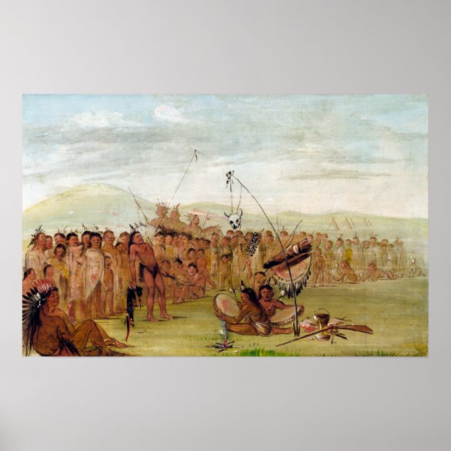 George Catlin Self-Tortyr i en Sioux-Religiösa Poster (Framsidan)