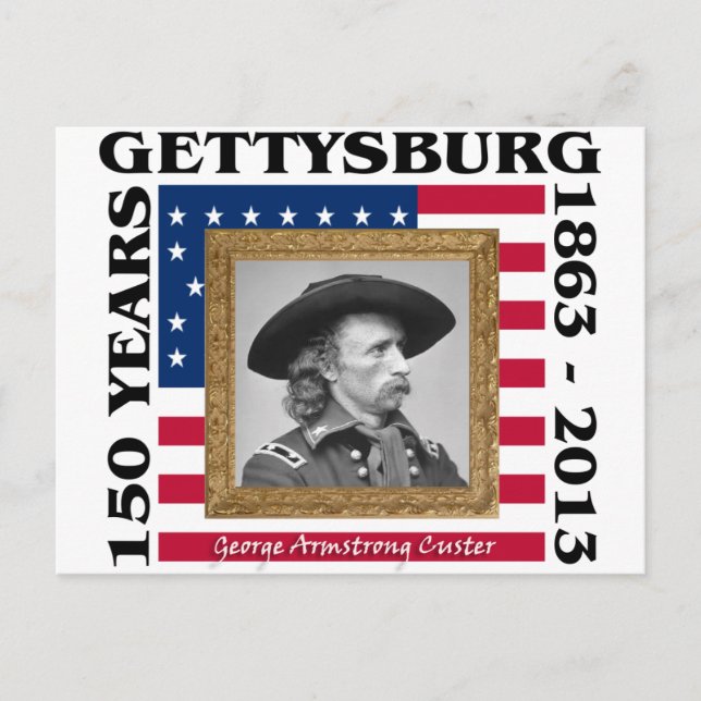 George Custer - 150-årsdagen Gettysburg Vykort (Framsida)
