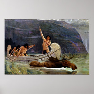 George de Forest Brush the Moose Chase Poster