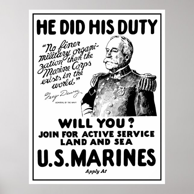 George Dewey US Marines Poster (Framsidan)