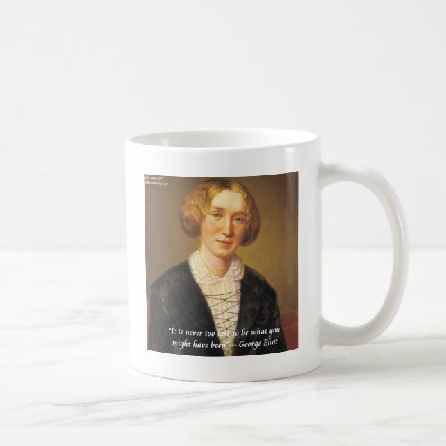 George Eliot "Aldrig alltför sent" citat Kaffemugg (Höger)