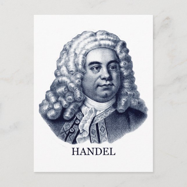 George Frideric Handel, blå Vykort (Framsida)