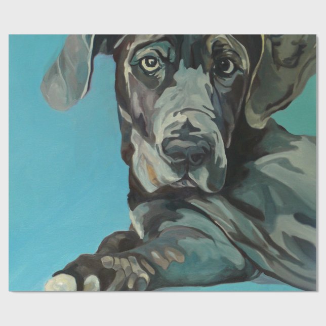 George great dane som slår in papper presentpapper (Platt)