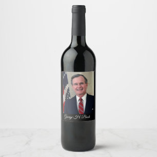 George H Bush Vinflaska Etikett