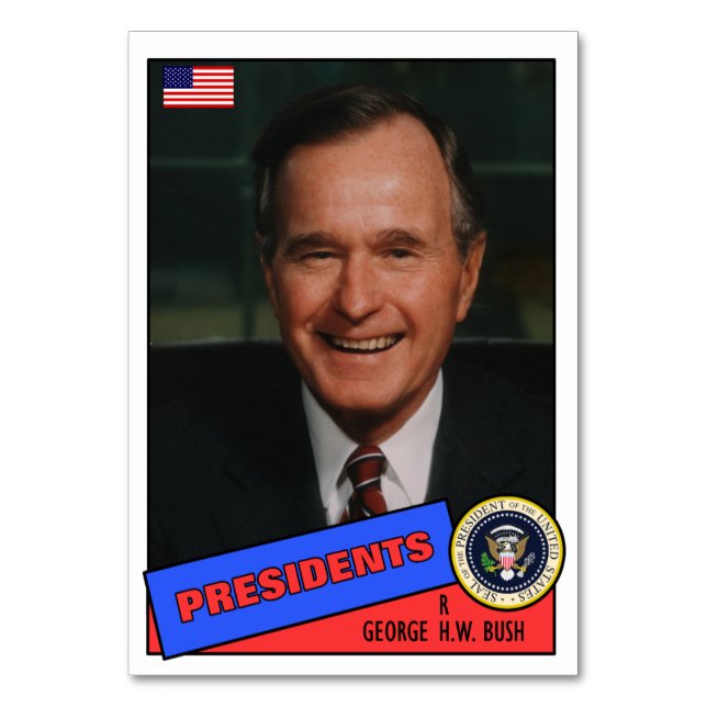 George H.W. Bush Baseball Card Bordsnummer (Framsidan)