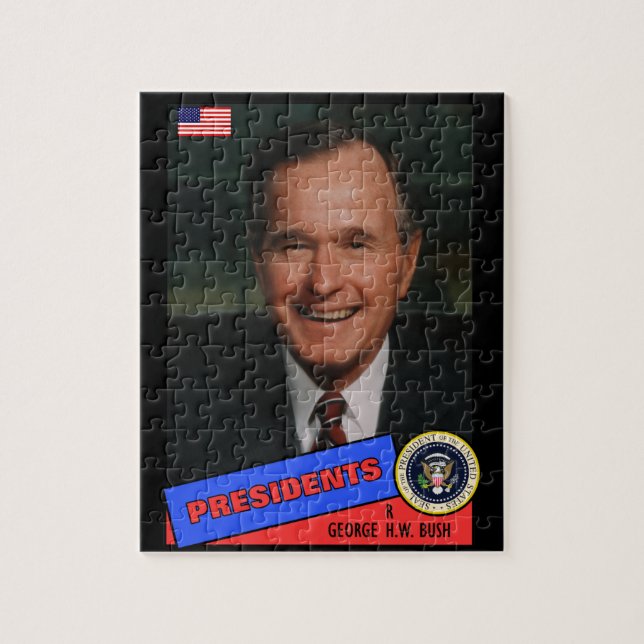 George H.W. Bush Basebollkort Pussel (Vertikal)