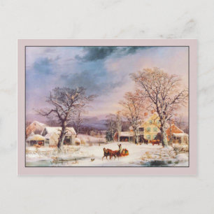 George Henry Durrie HalWay House Land Winter Vykort