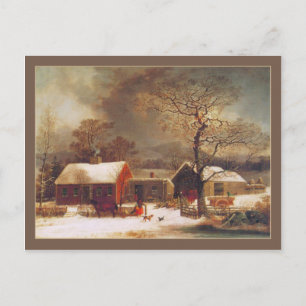 George Henry Durrie jul Winter in New Haven Vykort