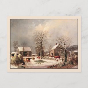 George Henry Durrie Rustic jul Land Vykort