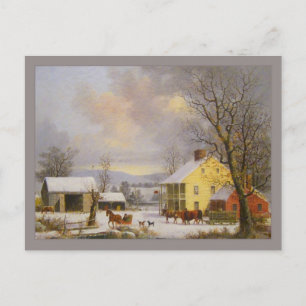 George Henry Durrie Rustic Winter i Land Vykort