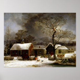 George Henry Durrie Winter Scene i New Haven Poster