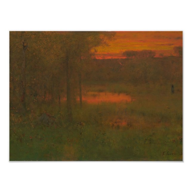 George Inness - liggande, Sunset Fototryck (Framsidan)