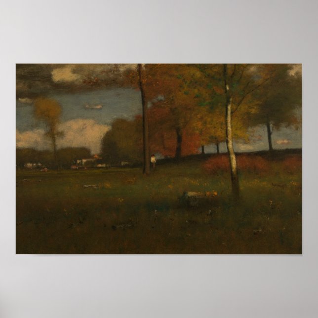 George Inness - nära byn, oktober Poster (Framsidan)