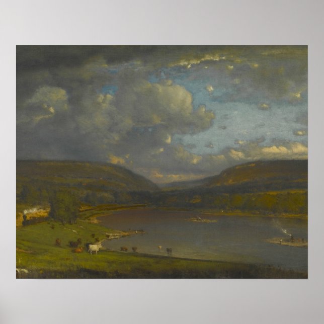 George Inness - på floden Delaware Poster (Framsidan)
