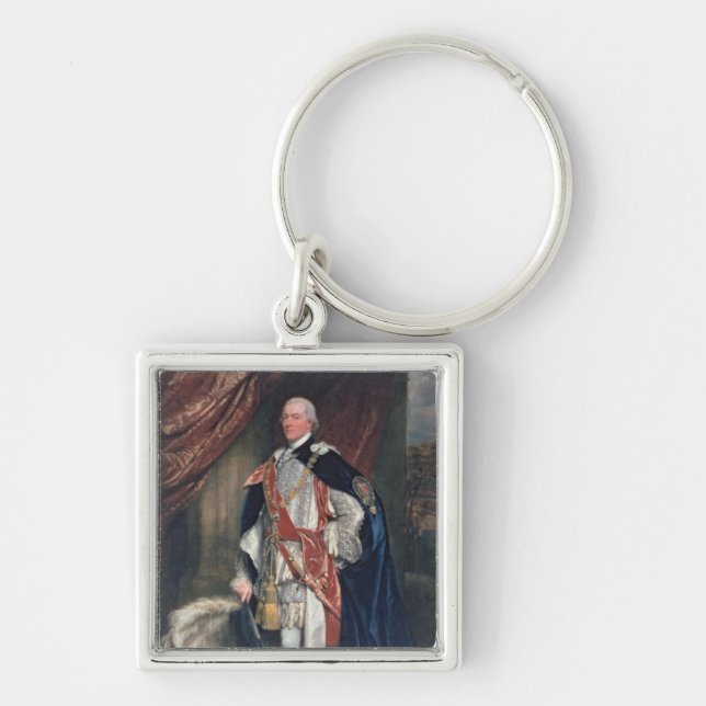 George John Spencer Fyrkantig Silverfärgad Nyckelring (Framsidan)