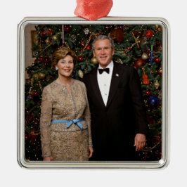 George & Laura Bush White House Julgransprydnad Metall