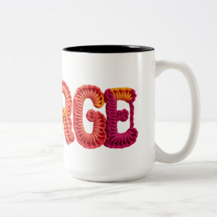 GEORGE Namn i Vibrant Crochet Mönster Två-Tonad Mugg