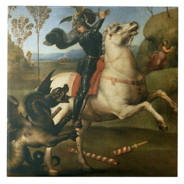 George och Dragon (av Raphael) Kakelplatta (Framsidan)